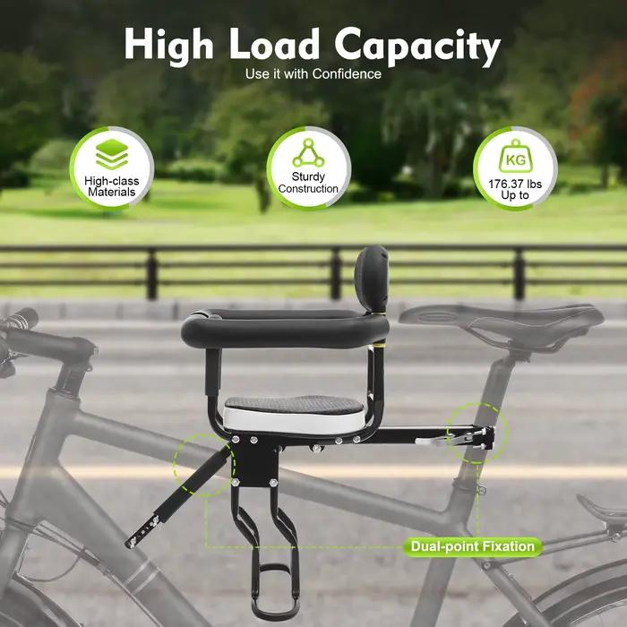 Siège de vélo avant pour enfant, avec main courante et support pour pédales, pour les enfants de 1 à