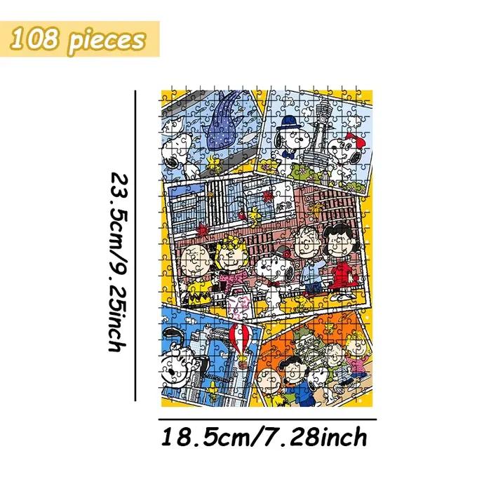 Puzzle en bois style collage Polaroid Snoopy City Travel 108/200/300/500/1000 pièces Boîte couleur