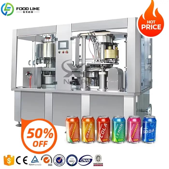Machine de remplissage industrielle de canettes de conserve pour boissons gazeuses - Ligne de conser