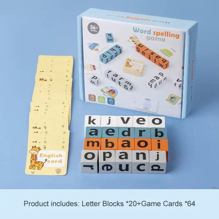 Jouets de mots en bois pour enfants, défi cognitif, mémoire, jeu de mots anglais, jouets éducatifs d