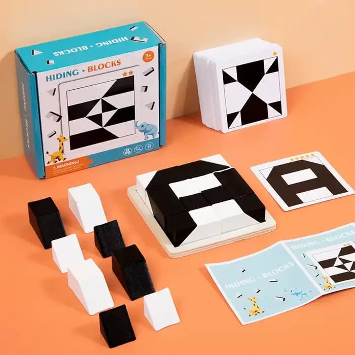 Bricolage en bois cacher Puzzle jouets Montessori pensée logique formation blocs cachés jeux de soci