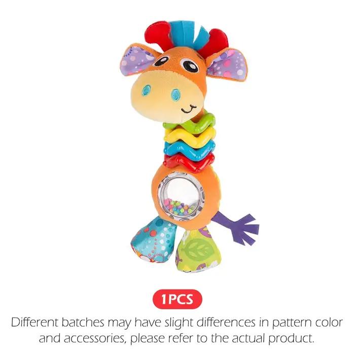 Jouet hochet pour bébé - Jouet de dentition en peluche douce avec anneaux à hochet et papier froissé