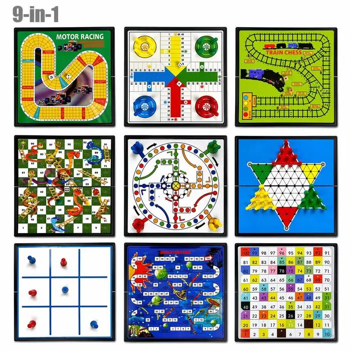 Jeu de société multifonctionnel pliable Échecs et Dames, Jouet éducatif de puzzle, Jeu de compétitio