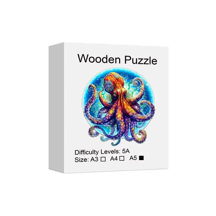 Puzzle géant en bois de poulpe pour amateur de puzzle, jouets anti-stress uniques, décor de cadeau d