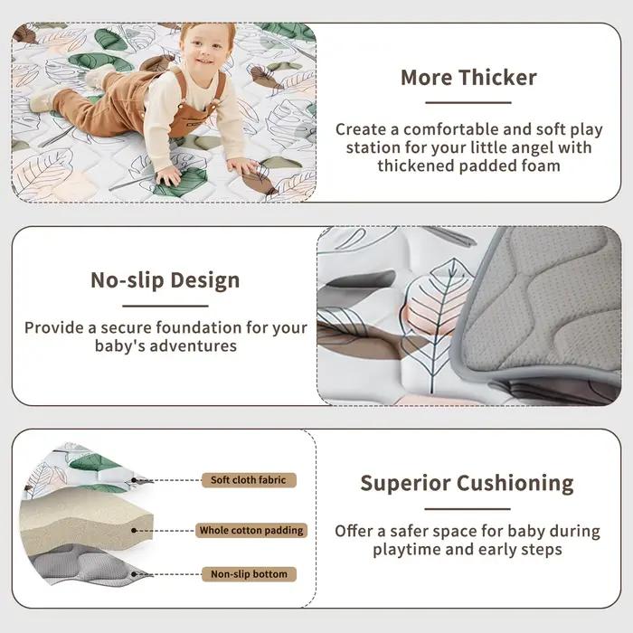 Tapis de jeu pour bébé, tapis de parc rampant, tapis de jeu en mousse épaisse et douce, tapis rampan