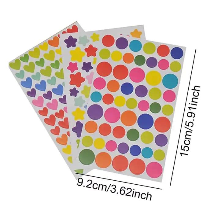 Autocollants mélangés en papier pour enfants, points, cœur, étoile, mignon, coloré, jouets, album, j