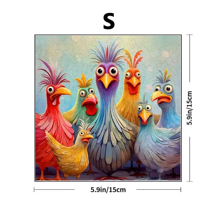 Puzzles en bois pour adultes, Puzzles de famille de poulet amusants, Puzzles d'animaux colorés comme