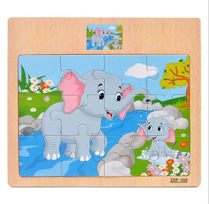 Offre spéciale 12/9 pièces Puzzles en bois enfants bébé bois dessin animé véhicule animaux apprentis