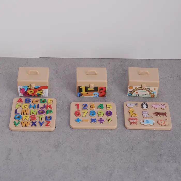 Nouveau Mini Mini éducation précoce 26 Alphabet anglais Puzzle boîte de rangement décoration maison