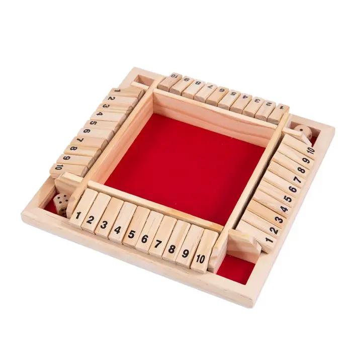 Jeu de dés Shut The Box, jeu de mathématiques sur plateau en bois pour 2 à 4 joueurs, divertissement