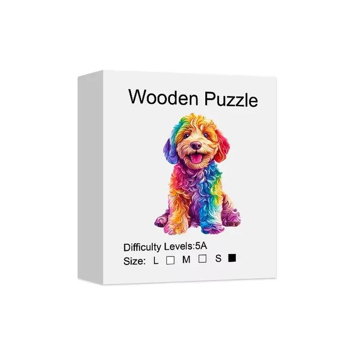 Puzzle en bois coloré avec chien de dessin animé, jouets de puzzle de haute difficulté, entraînement