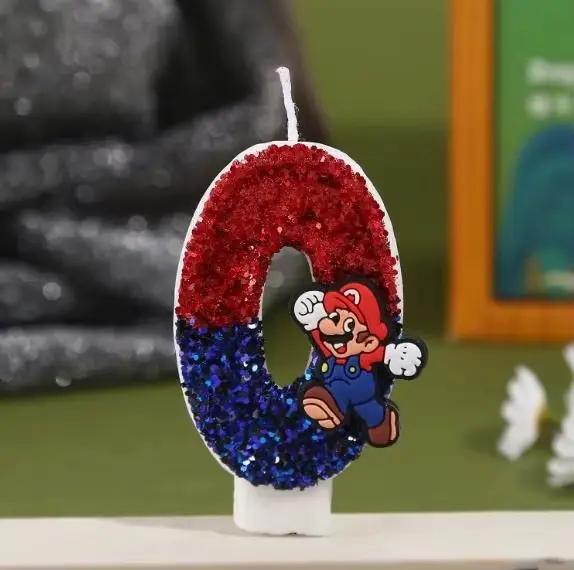 Bougie d'anniversaire Super Boy pour enfants, chiffres 0-9, décoration de gâteau d'anniversaire pour