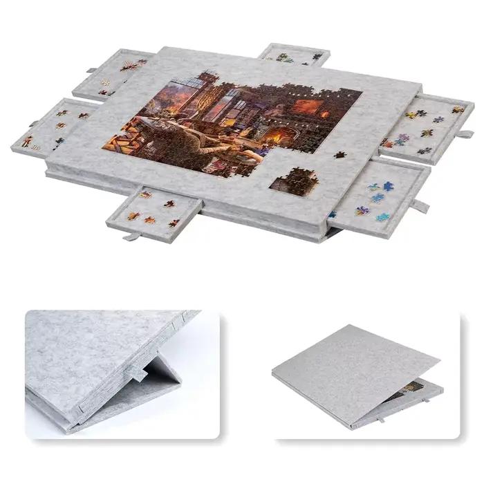 Planche de puzzle inclinable avec support et couvercle conçus 2 en 1 pour adultes, table de puzzle p