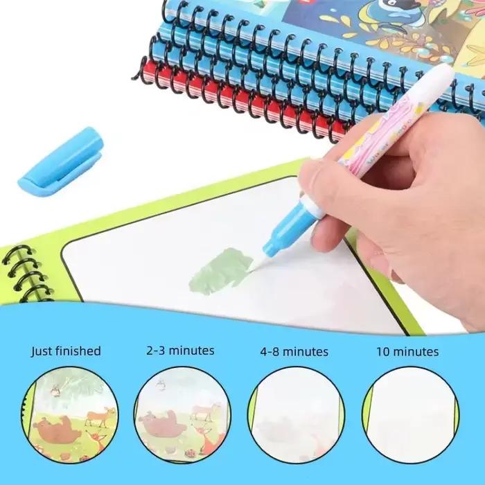 Livre de dessin à l'eau réutilisable, 1 pièce, livre d'eau magique, tampon de peinture magique sans