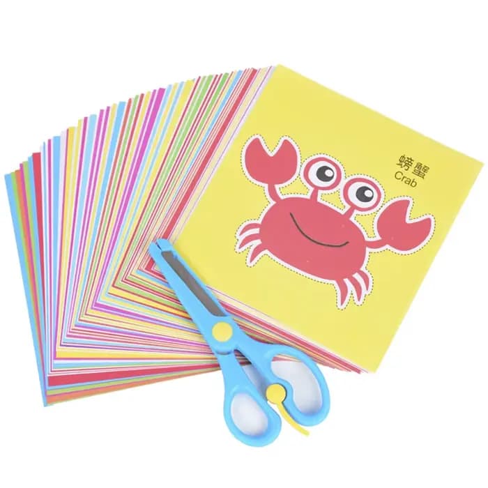96 pièces enfants dessin animé bricolage coloré papier coupe pliant jouets enfants artisanat Animal