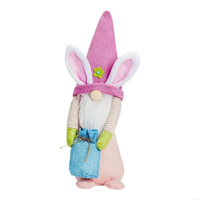 Figurine lapin pâques en peluche, poupée naine, ornement, jouet en peluche pour manteaux table, cham