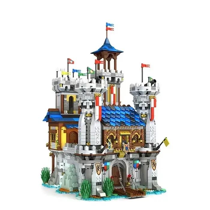 Blocs de construction de château médiéval, modèle de Style européen, vue sur la ville, briques MOC,