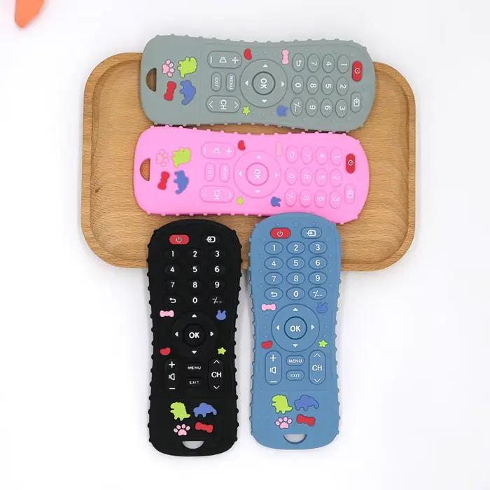1/4 pièces Silicone bébé jouets TV télécommande forme anneau de dentition jouet sans BPA Silicone de