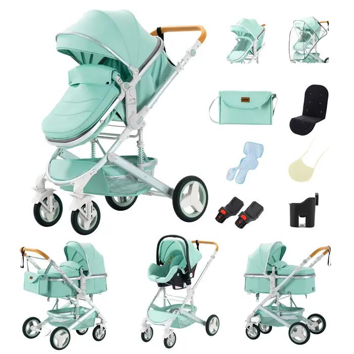 Poussette pliable 3 en 1 Trio avec moustiquaire, couvre-pieds et porte-gobelet