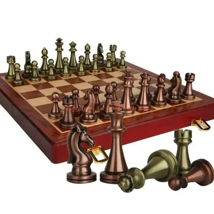 C4DE jeu d'échecs artisanal, jeu société, jeu d'échecs en bois pliable délicat