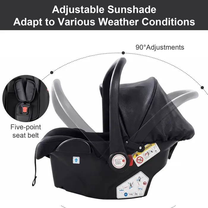 Système de voyage 3 en 1 pour bébé : poussette légère, pliable, antichoc, siège auto pour nouveau-né