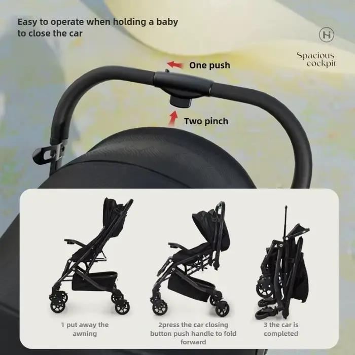 Poussette universelle légère à quatre roues pour bébé, assise et couchée bidirectionnelle, réversibl