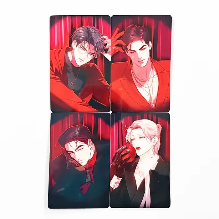 Lot de 4 cartes photo coréennes Webtoon Feel The Red - Cartes Lomo double face personnages Manga, ca