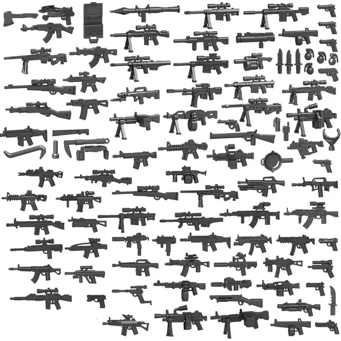 25/50/100/200 pièces Blocs de construction d'armes militaires SWAT, canons, armes, armée, police, fi