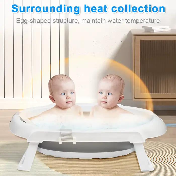 Baignoire pour bébé avec support - baignoire pliable avec coussin de bain - sécurisé et confortable