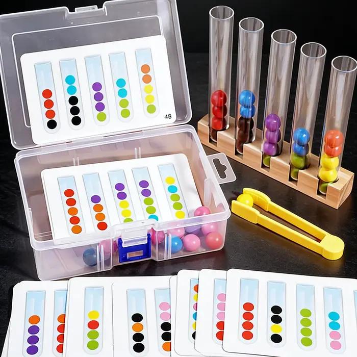 Jouet éducatif en bois pour enfants, perles colorées à trier, pinces et pincettes, développe la motr
