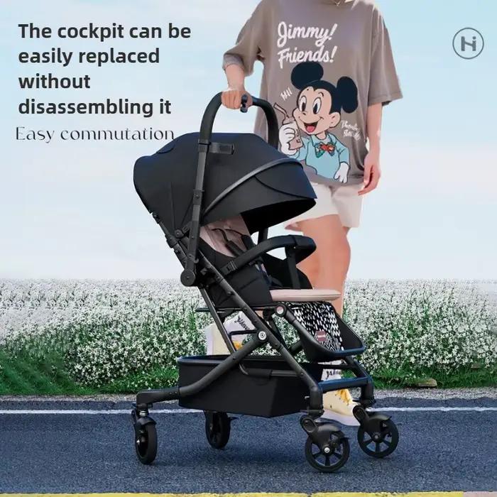 Poussette universelle légère à quatre roues pour bébé, assise et couchée bidirectionnelle, réversibl