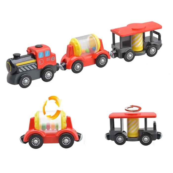 Ensemble de jouets de Train électrique à batterie pour enfants, Train sur rail en bois Compatible av