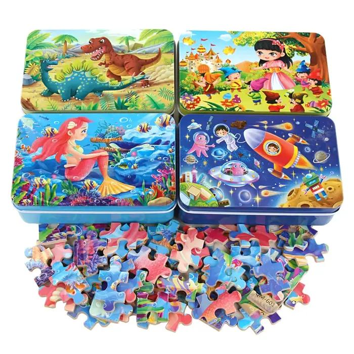 Nouveau 60 pièces Puzzles en bois enfants dessin animé Animal bois Puzzle jouets d'apprentissage édu