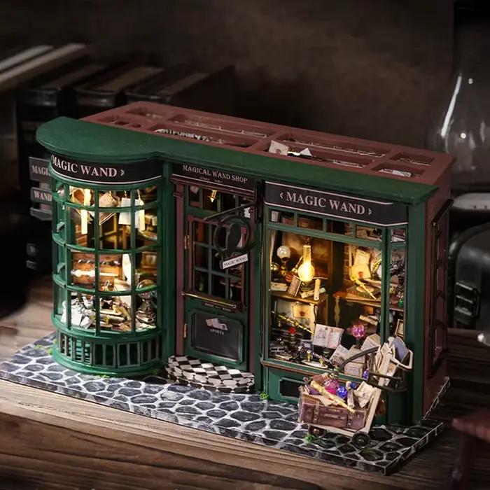 Magie boutique bricolage maison de poupée en bois Miniature maison de poupée Kit avec meubles Roombo
