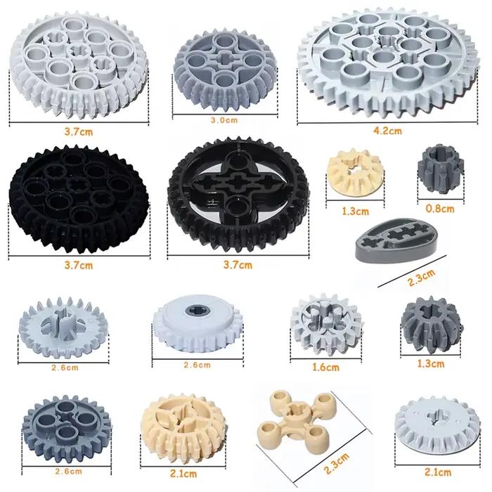 Briques MOC, série d'essieux d'engrenage, plate-forme rotative, crémaillère, différentiel, pièces te