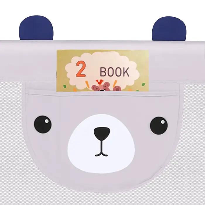 Barrière de Lit Bébé, Réglable 30 Niveaux, Cadre Métallique Anti-Chute, Tissu Respirant Gris Clair a