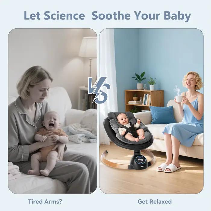 Balançoire électrique pour bébé TouHeart, transat pour nourrisson avec Bluetooth et télécommande, 5