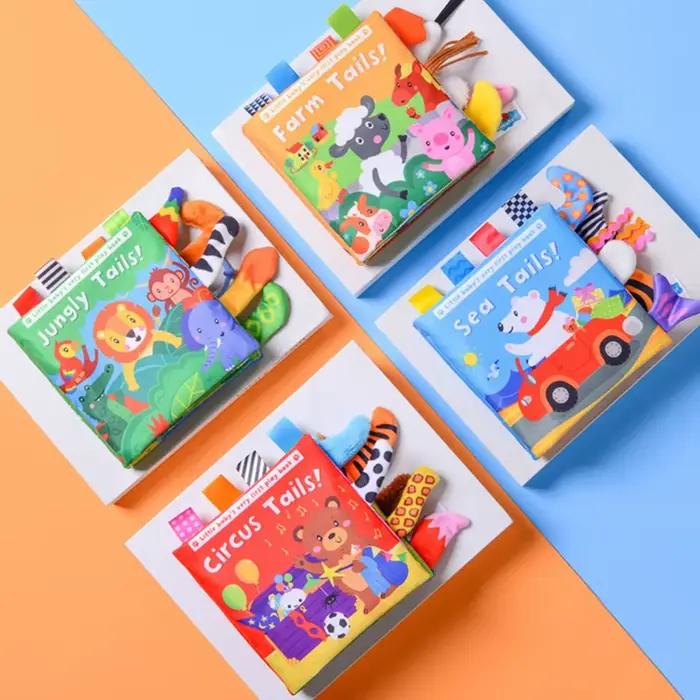 Nouveaux jouets pour bébé, queue d'animaux de dessin animé, livre en tissu pour bébé, livre éducatif