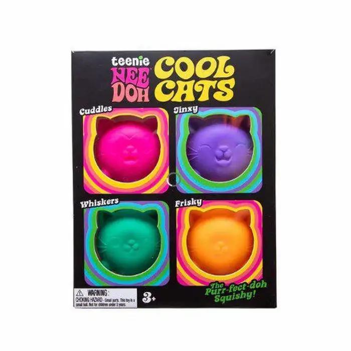 Ensemble de jouets sensoriels Teenie Needoh Cool Cats colorés et moelleux pour soulager l'anxiété et