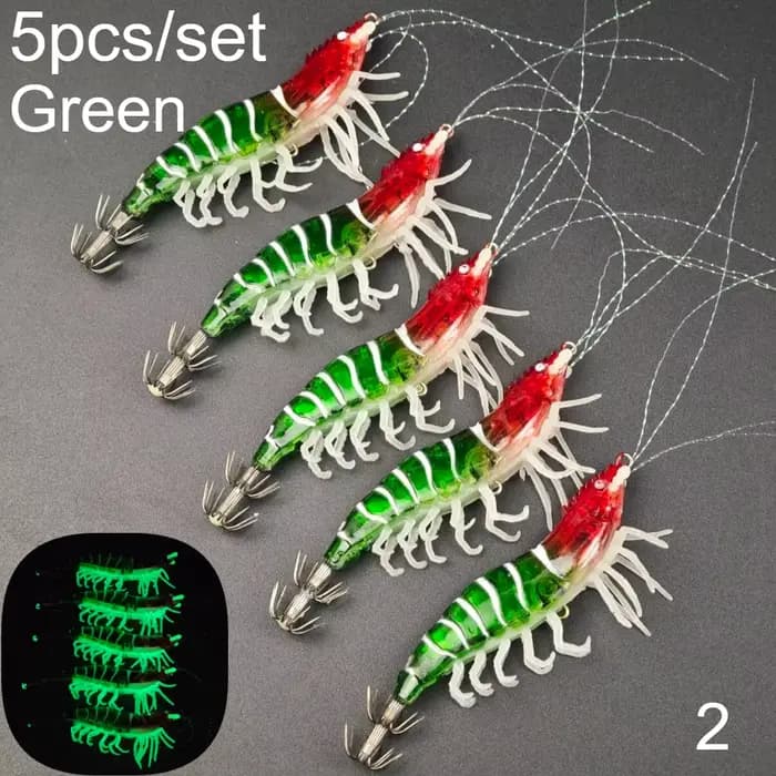 5 pièces Simulation crevette leurre de pêche eau salée crevette leurre calmar Jig leurre de pêche se