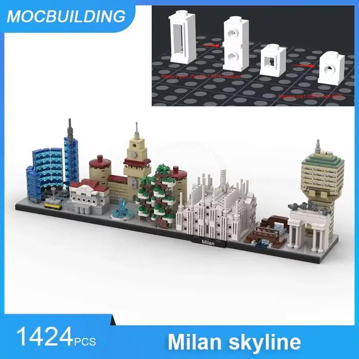 Blocs de construction MOC, modèle de l'horizon de Milan, briques à assembler soi-même, collection d'