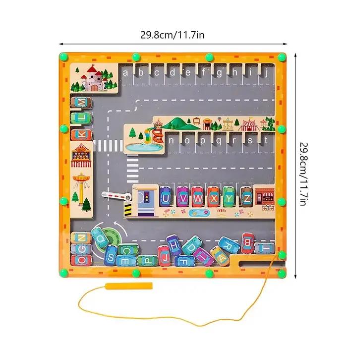 Montessori Alphabet magnétique labyrinthe lettre Puzzle cadeaux pour enfants Parking Puzzles pour en
