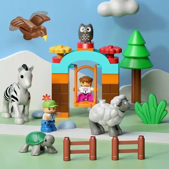 Gros blocs de construction, accessoires de figurines d'animaux de Zoo, grenouille, escargot, chien,