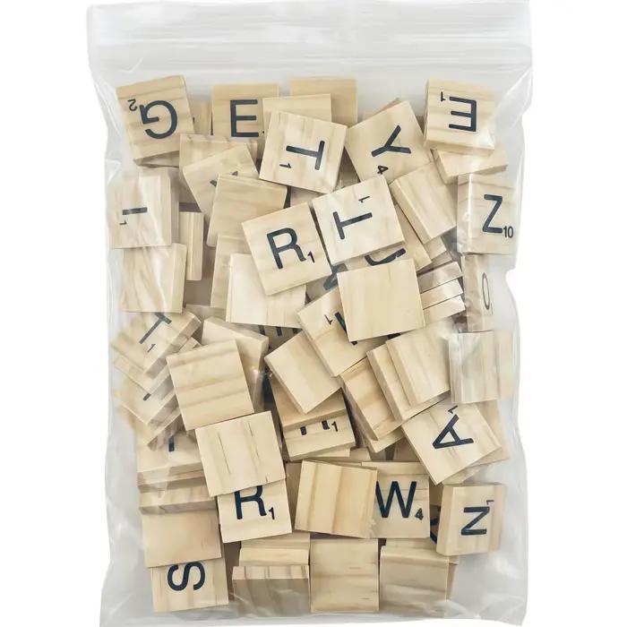 100 pièces/ensemble Jeu de société en bois DIY, puzzle de lettres anglaises, interactif, couleurs va