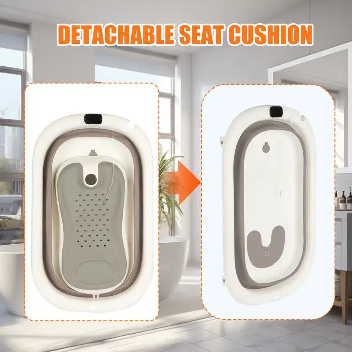 Baignoire Pliable Bébé, Baignoire Pliable Pour Nouveau-Né Avec Coussin (0-24 Mois), Cadeau de Naissa