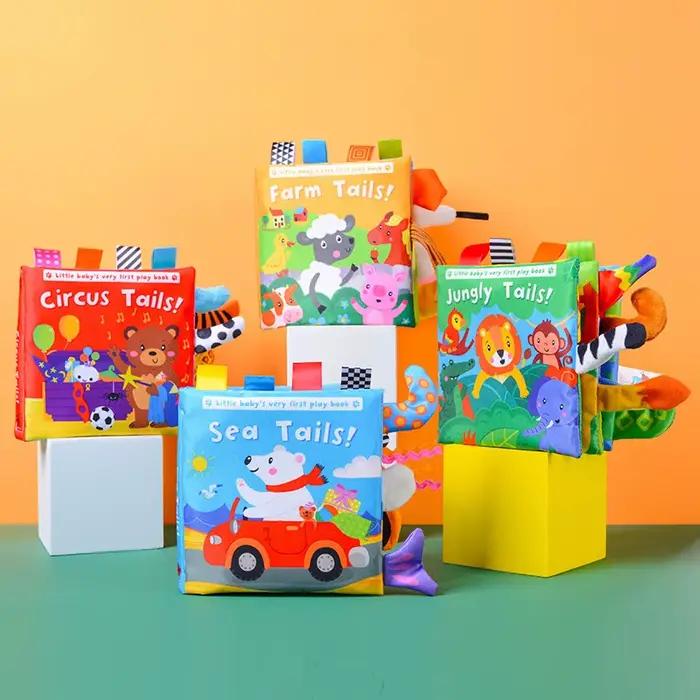 Nouveaux jouets pour bébé, queue d'animaux de dessin animé, livre en tissu pour bébé, livre éducatif