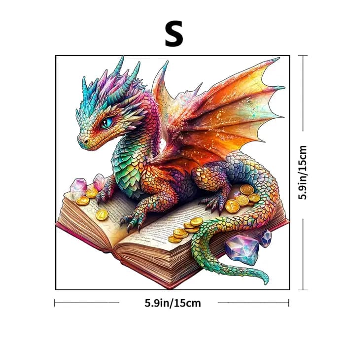 Puzzle en bois de Dragon couché sur un livre-défi formes d'animaux irrégulières, jeux de cerveau ant