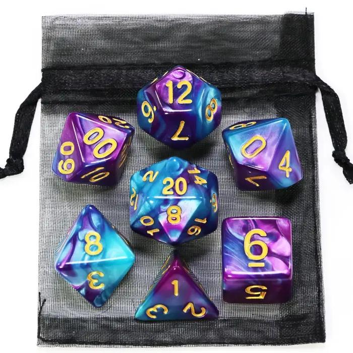 Dés de jeu DND, dés à mélanger de couleurs variées, ensemble de dés avec sac, 9 styles différents di