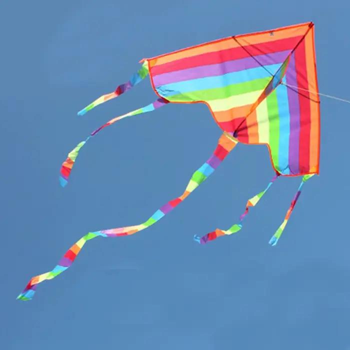 Easy Fly-Cerf-volant coloré arc-en-ciel pour enfants, sports de plein air, jouets de plage amusants