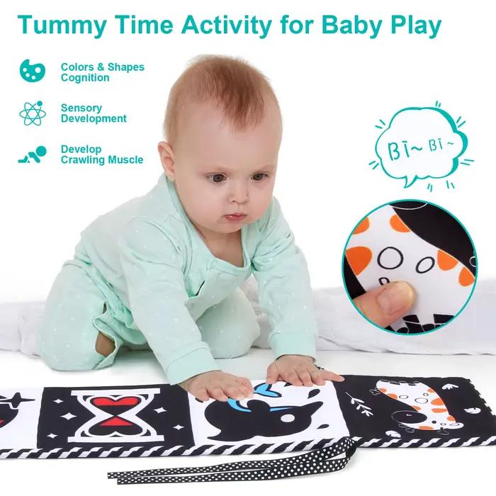 Livre en tissu pour bébé, jouets pour bébé à contraste élevé, jouets pour berceau pour nouveau-nés 0